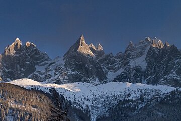 Aiguilles de Chamonix at sunset